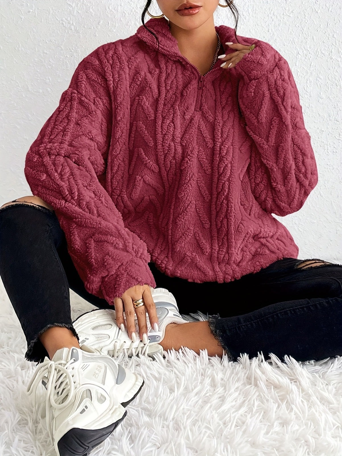 Brooklyn | Fluffy Zip Sweater