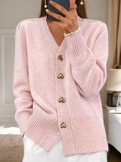 Aurelia | Knitted Cardigan with Heart Buttons