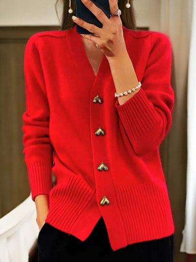 Aurelia | Knitted Cardigan with Heart Buttons