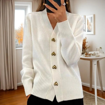 Aurelia | Knitted Cardigan with Heart Buttons